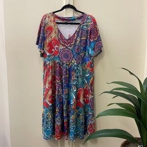 Floral Tiered‎ V-Neck A-Line Dress - M NWT